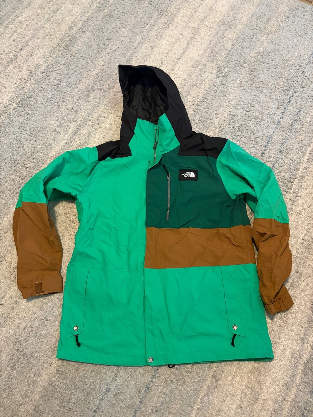 The North Face HyVent Colorblock Ski Snowboard Jacket Mens XL Green Brown Black